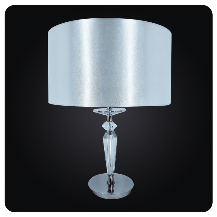 Chrome Crystal Elegance Satin Shade Table Lamp