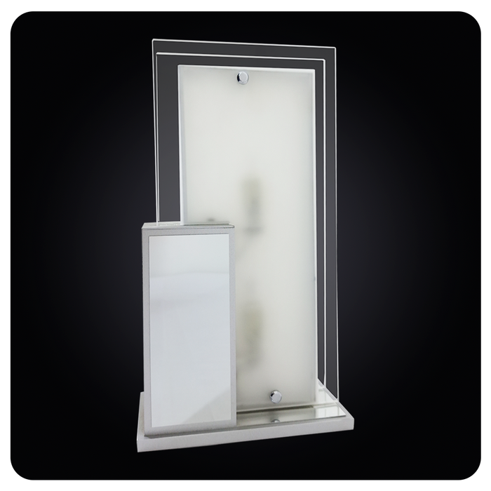 Sleek Silver Glass Dual-Light Designer Table Lamp