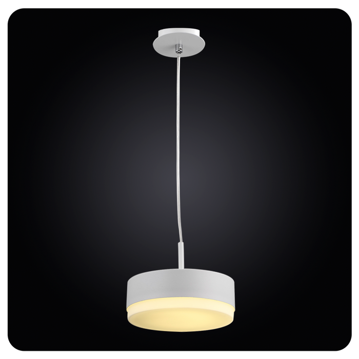 Sleek White Fabric Covered LED Pendant Lamp 40-FM408S/1P WHITE