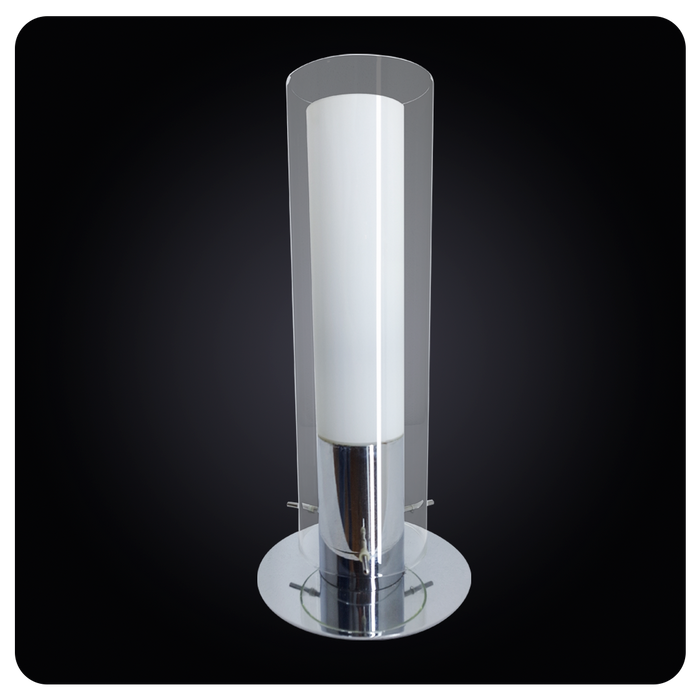 Elegant Dual Glass Chrome Cylindrical Table Lamp