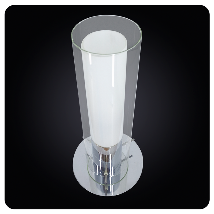 Elegant Dual Glass Chrome Cylindrical Table Lamp